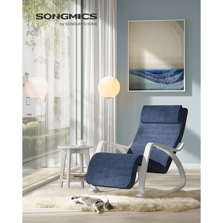 Fotelja za ljuljanje nosivosti do 150 kg, 121,5 x 67 x 84 cm, tamno plava i bijela | SONGMICS-vitahome.hr