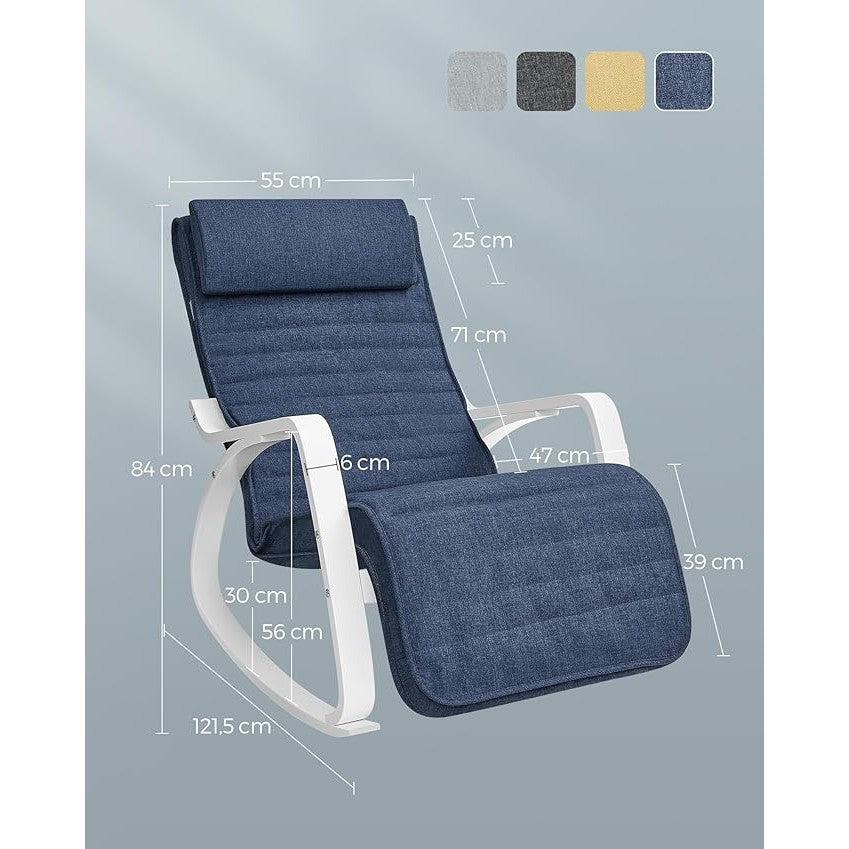 Fotelja za ljuljanje nosivosti do 150 kg, 121,5 x 67 x 84 cm, tamno plava i bijela | SONGMICS-vitahome.hr