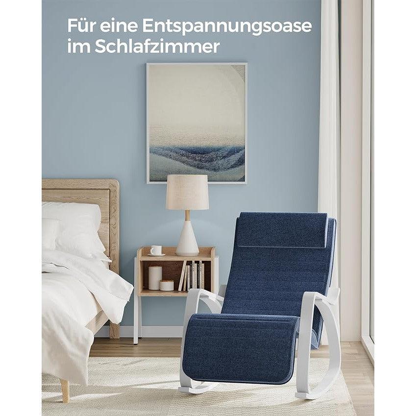 Fotelja za ljuljanje nosivosti do 150 kg, 121,5 x 67 x 84 cm, tamno plava i bijela | SONGMICS-vitahome.hr