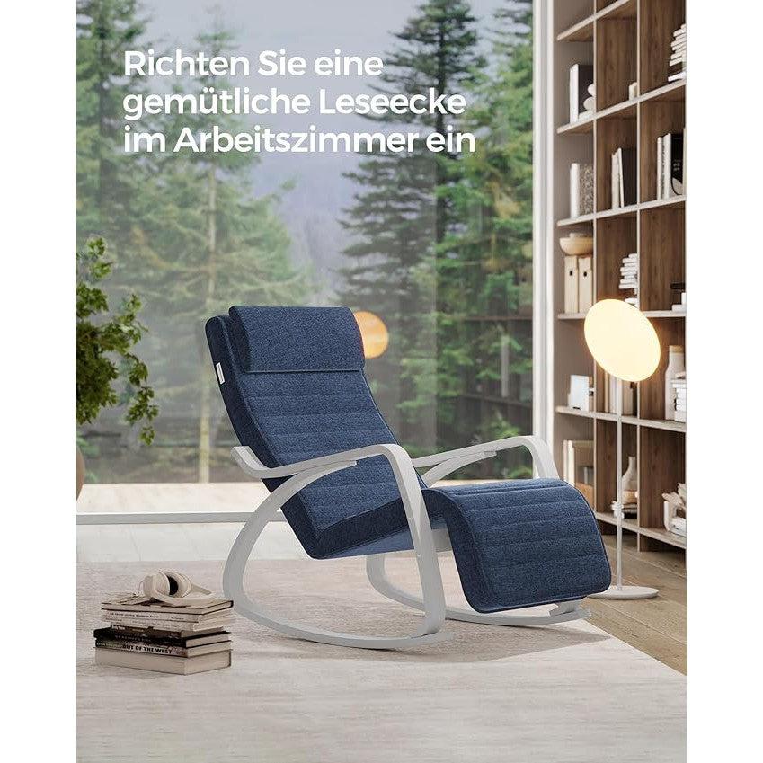 Fotelja za ljuljanje nosivosti do 150 kg, 121,5 x 67 x 84 cm, tamno plava i bijela | SONGMICS-vitahome.hr