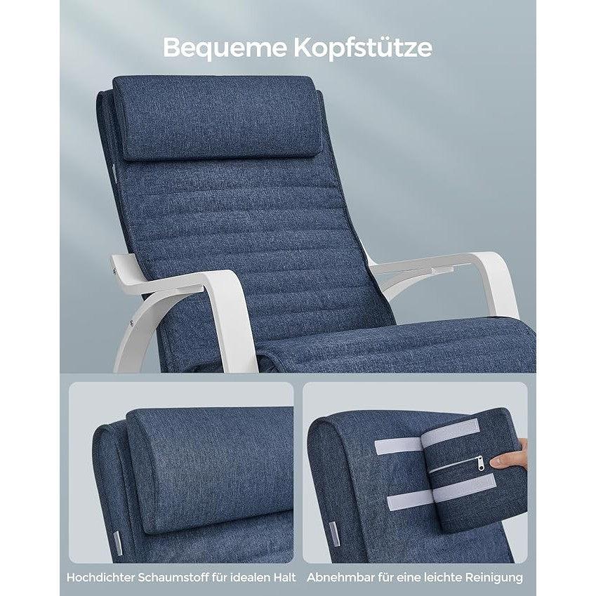 Fotelja za ljuljanje nosivosti do 150 kg, 121,5 x 67 x 84 cm, tamno plava i bijela | SONGMICS-vitahome.hr