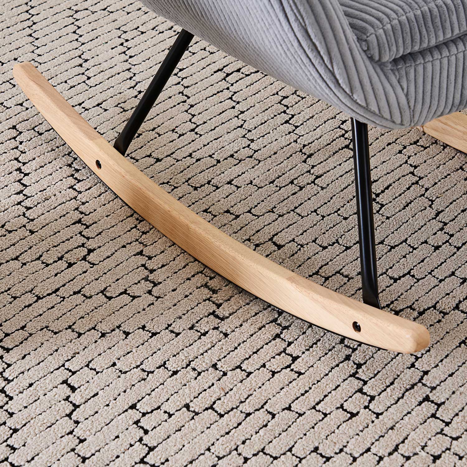 Fotelja za ljuljanje s presvlakom od rebrastog pliša, 96x74x94 cm, siva | VASHOME-vitahome.hr