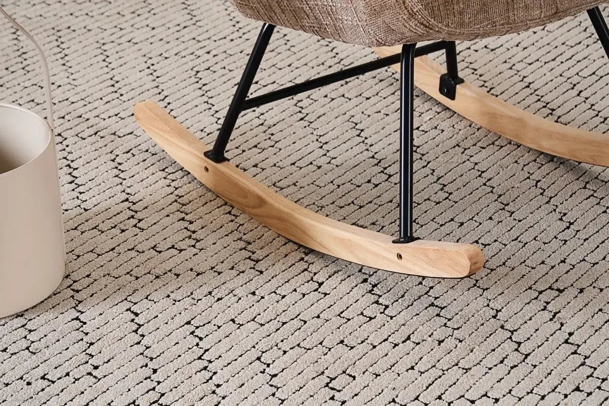 Fotelja za ljuljanje s presvlakom od rebrastog pliša, 98x71x101 cm, bež-khaki | VASHOME-vitahome.hr
