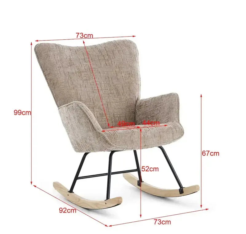 Fotelja za ljuljanje s presvlakom od rebrastog pliša, 98x71x101 cm, bež-khaki | VASHOME-vitahome.hr