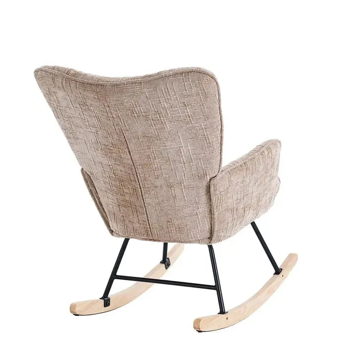 Fotelja za ljuljanje s presvlakom od rebrastog pliša, 98x71x101 cm, bež-khaki | VASHOME-vitahome.hr