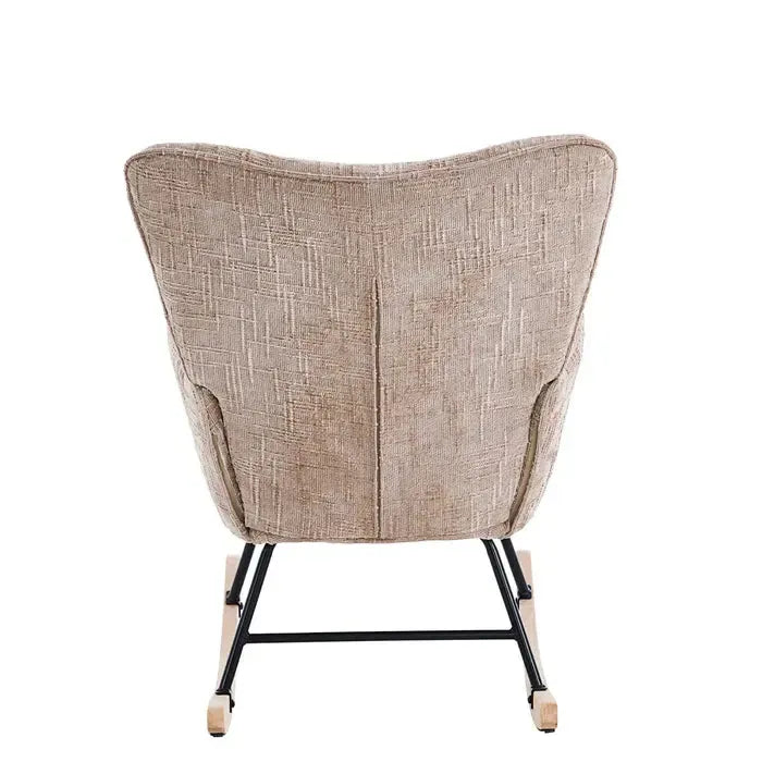 Fotelja za ljuljanje s presvlakom od rebrastog pliša, 98x71x101 cm, bež-khaki | VASHOME-vitahome.hr