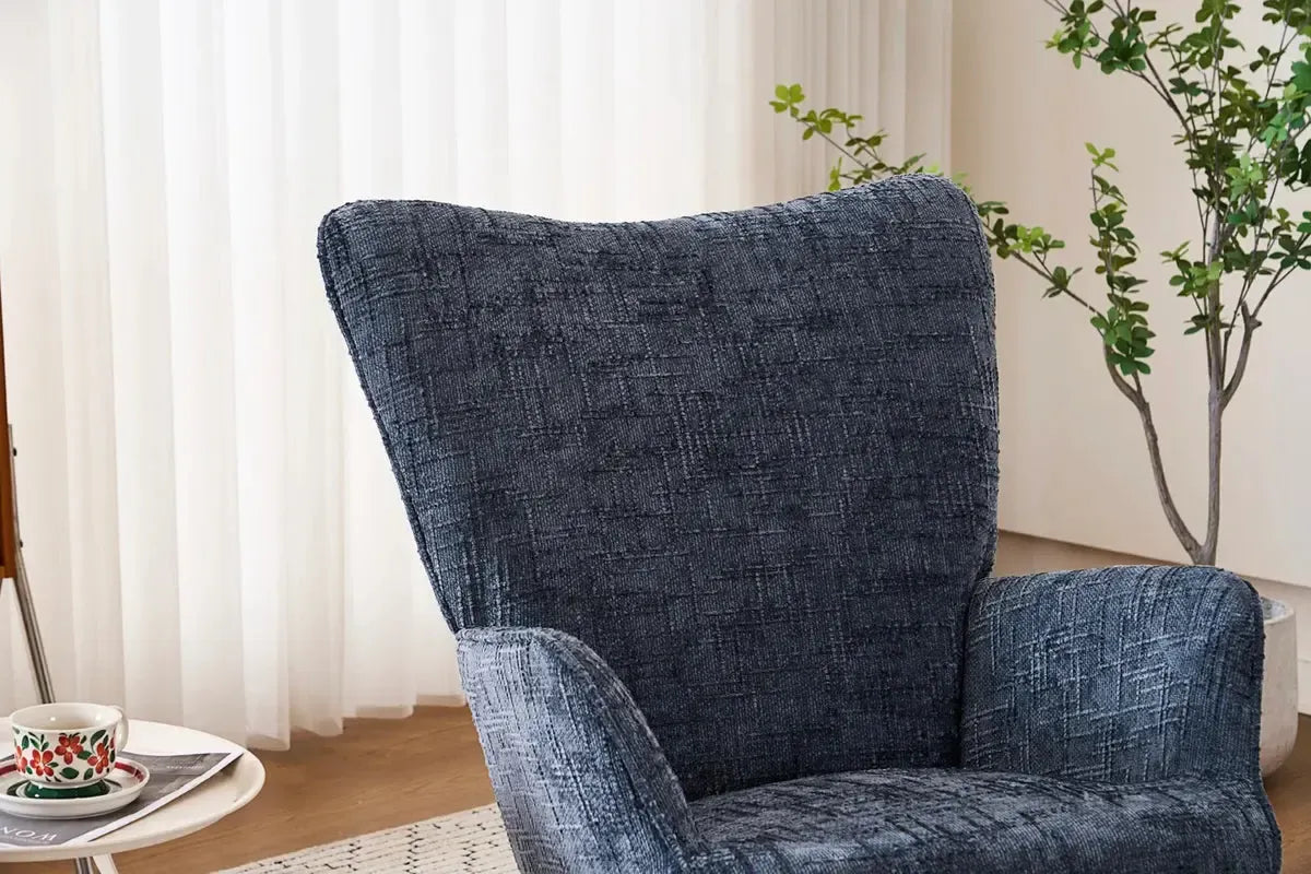 Fotelja za ljuljanje s presvlakom od rebrastog pliša, 98x71x101 cm, tamno siva | VASHOME-vitahome.hr