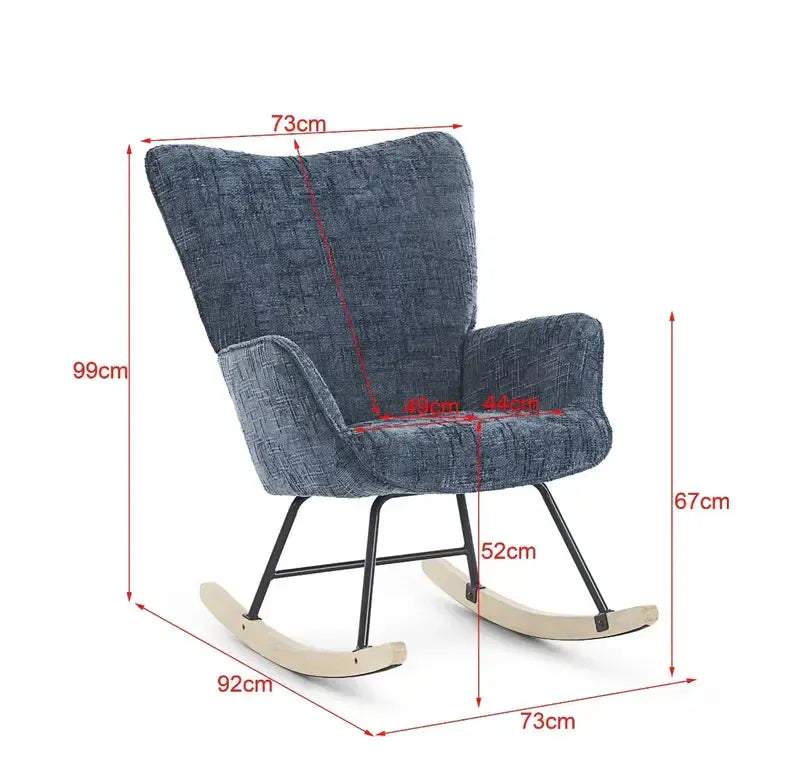 Fotelja za ljuljanje s presvlakom od rebrastog pliša, 98x71x101 cm, tamno siva | VASHOME-vitahome.hr