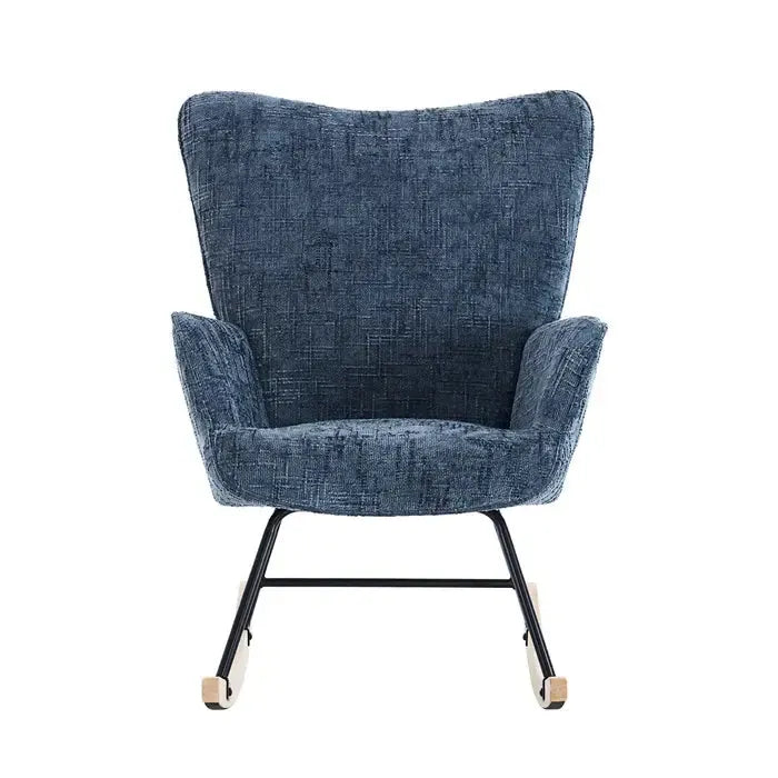 Fotelja za ljuljanje s presvlakom od rebrastog pliša, 98x71x101 cm, tamno siva | VASHOME-vitahome.hr