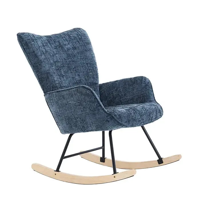 Fotelja za ljuljanje s presvlakom od rebrastog pliša, 98x71x101 cm, tamno siva | VASHOME-vitahome.hr