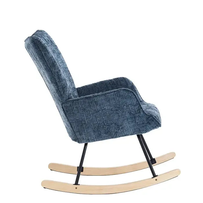 Fotelja za ljuljanje s presvlakom od rebrastog pliša, 98x71x101 cm, tamno siva | VASHOME-vitahome.hr