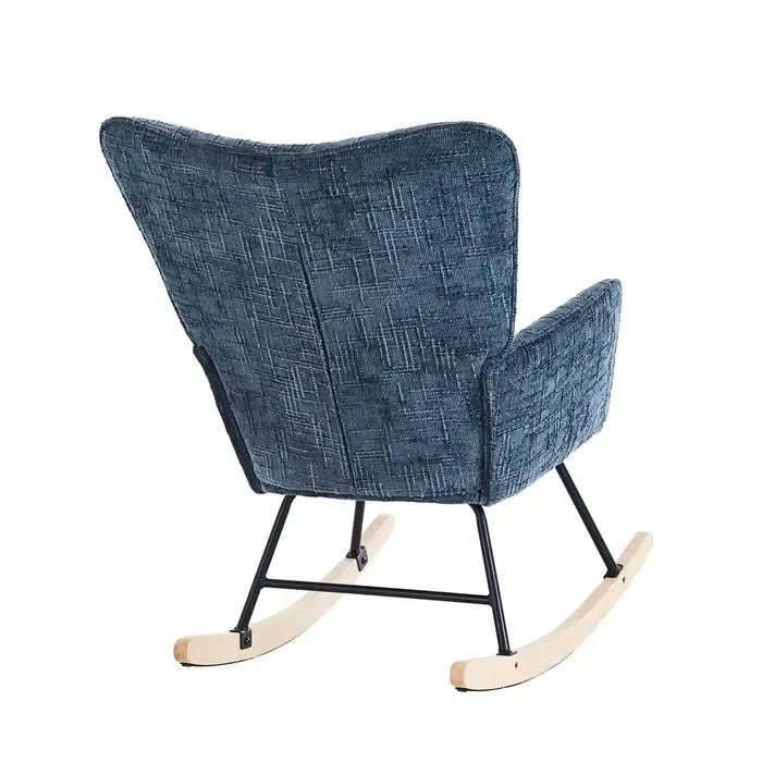 Fotelja za ljuljanje s presvlakom od rebrastog pliša, 98x71x101 cm, tamno siva | VASHOME-vitahome.hr