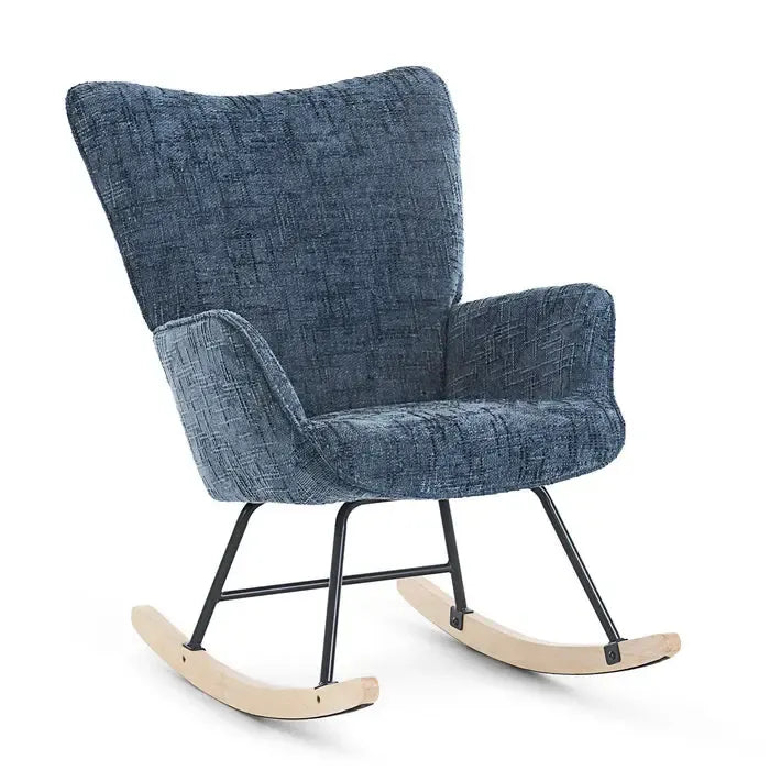 Fotelja za ljuljanje s presvlakom od rebrastog pliša, 98x71x101 cm, tamno siva | VASHOME-vitahome.hr