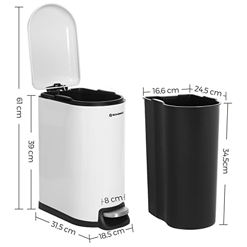 Fürdőszobai szemetes 10L, fehér-SONGMICS-Vita Home