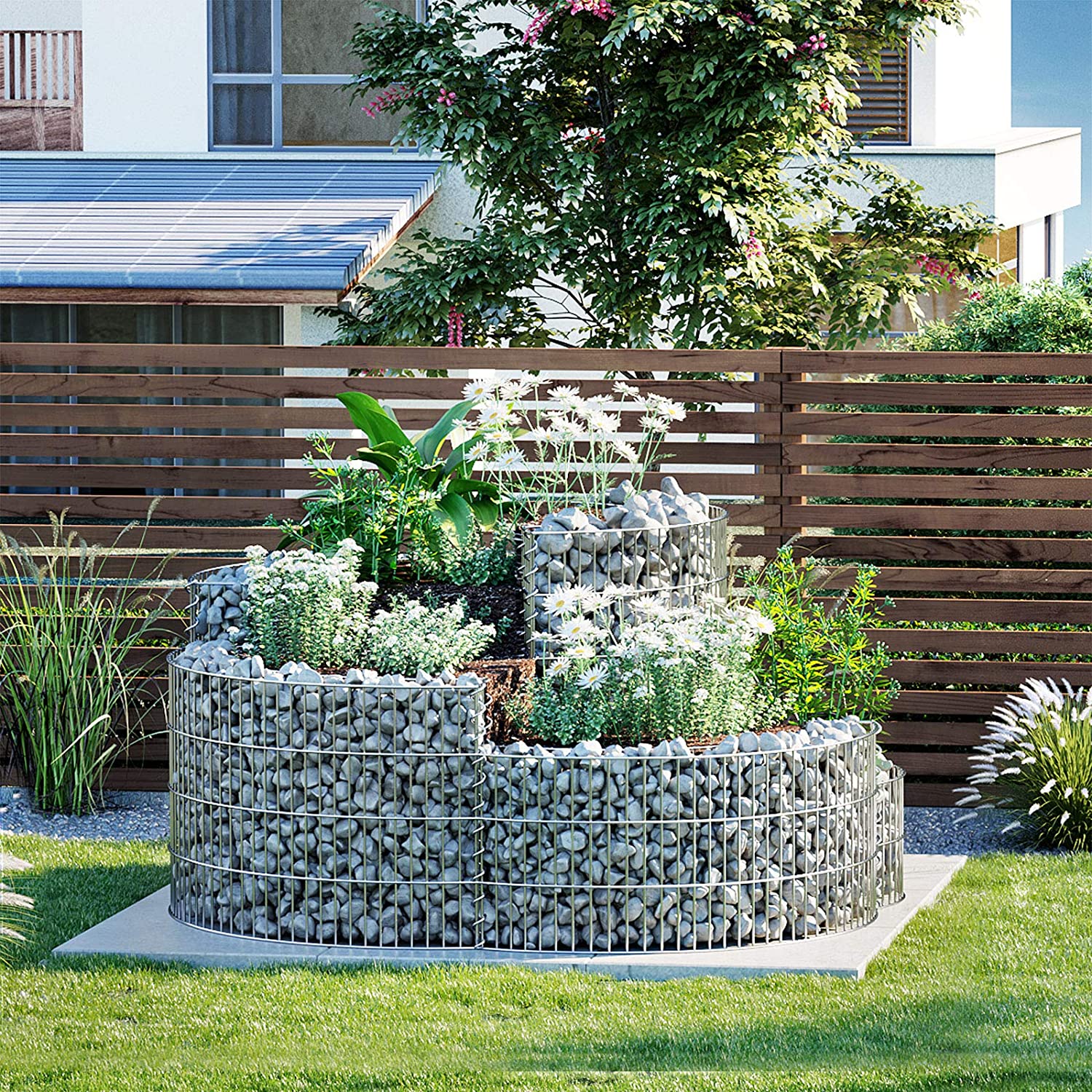 Gabion, metalna košara u obliku puža od nehrđajućeg čelika 110 x 110 x 60 cm | SONGMICS-vitahome.hr