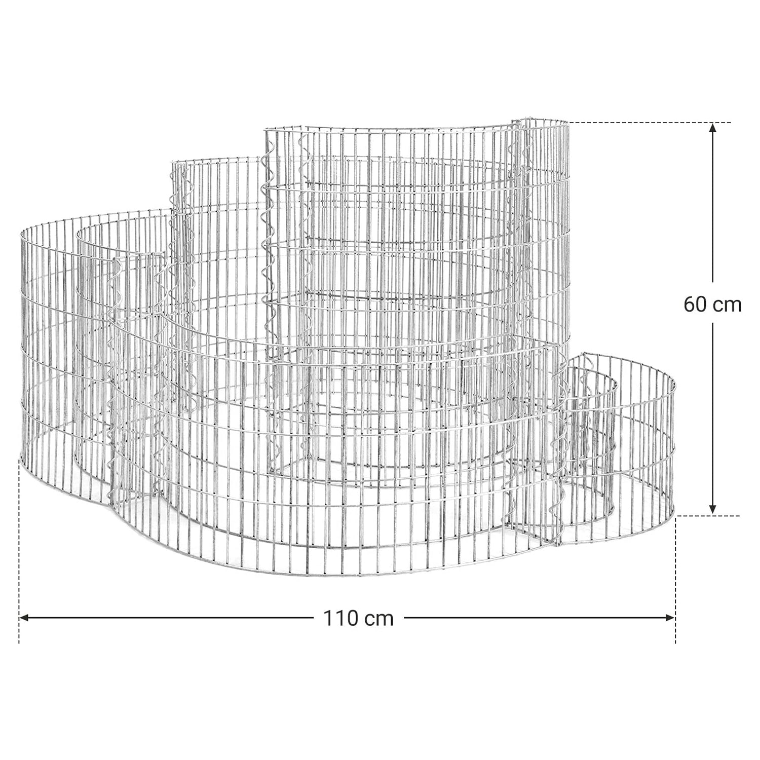 Gabion, metalna košara u obliku puža od nehrđajućeg čelika 110 x 110 x 60 cm | SONGMICS-vitahome.hr