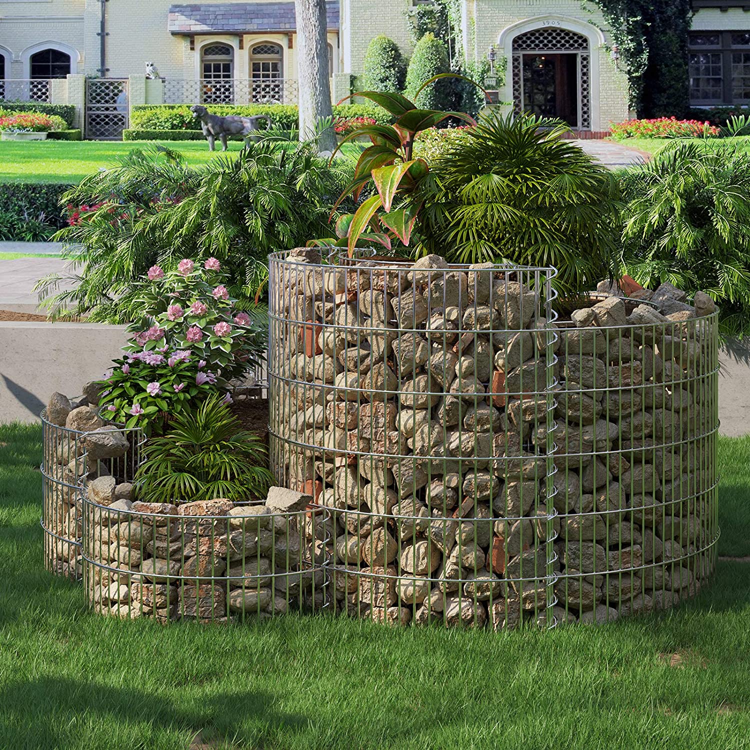 Gabion, metalna košara u obliku puža od nehrđajućeg čelika 110 x 110 x 60 cm | SONGMICS-vitahome.hr