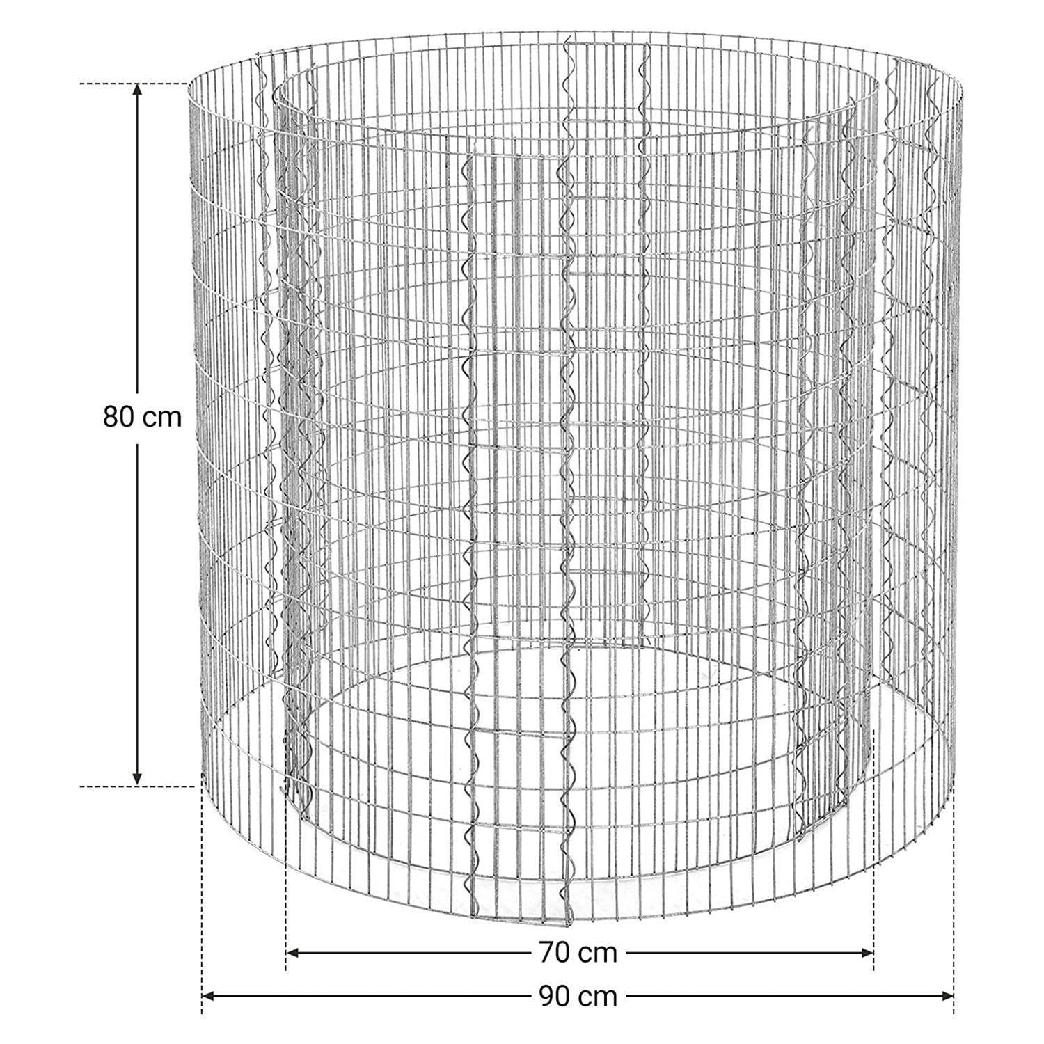 Gabion, okrugla metalna kamena košara, žičana ograda 90 x 80 cm | SONGMICS-vitahome.hr