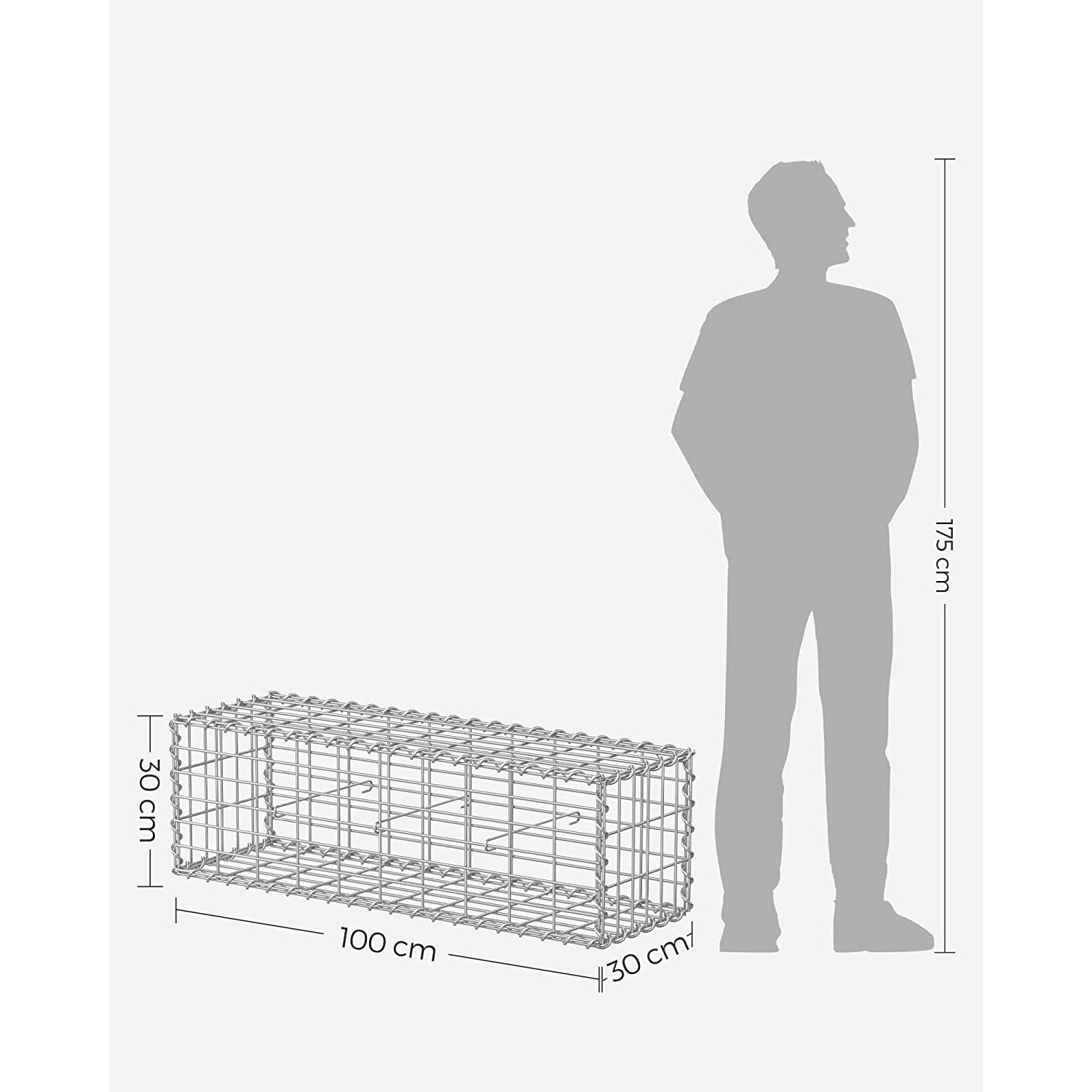 Gabionska košara, metalni gabionski kavez 100 x 30 x 30 cm | SONGMICS-vitahome.hr