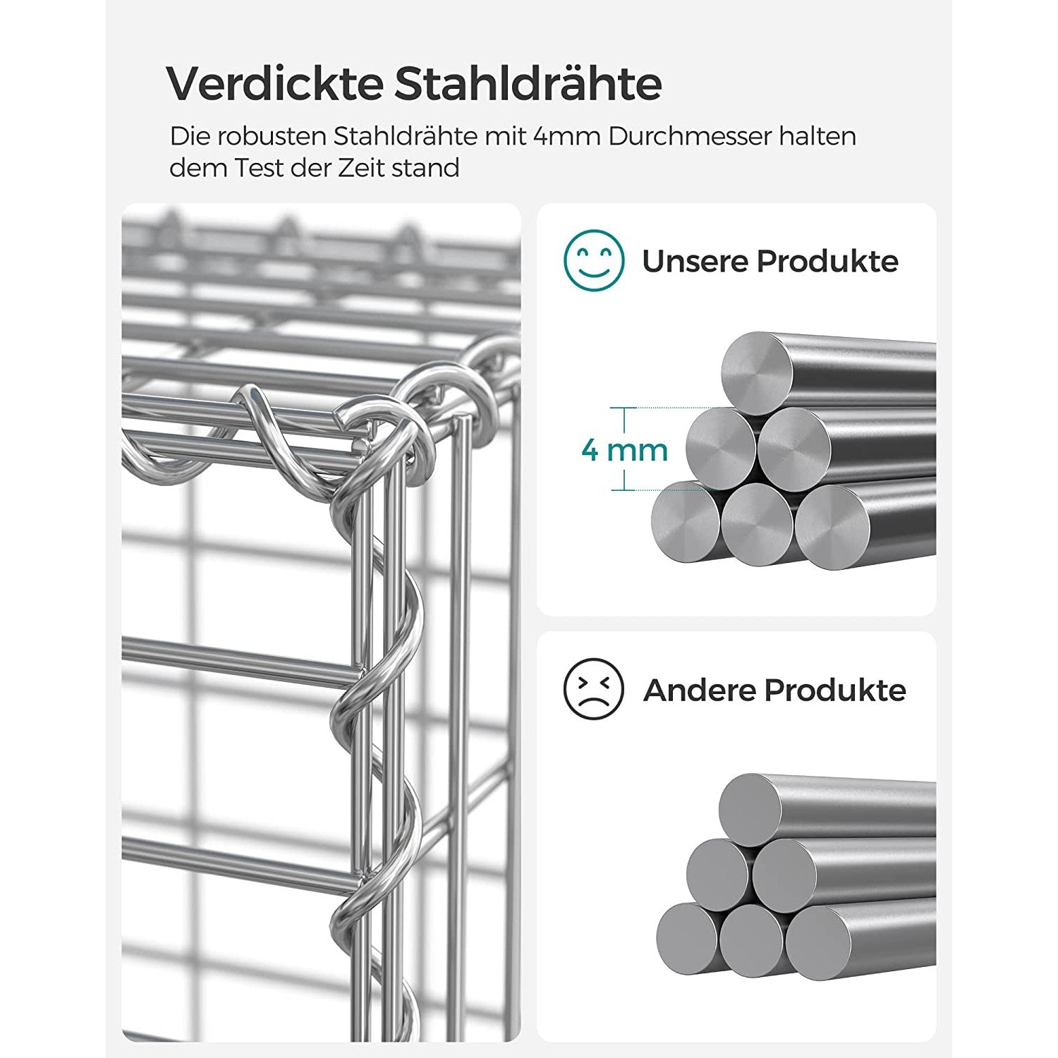 Gabionska košara, metalni gabionski kavez 100 x 30 x 30 cm | SONGMICS-vitahome.hr