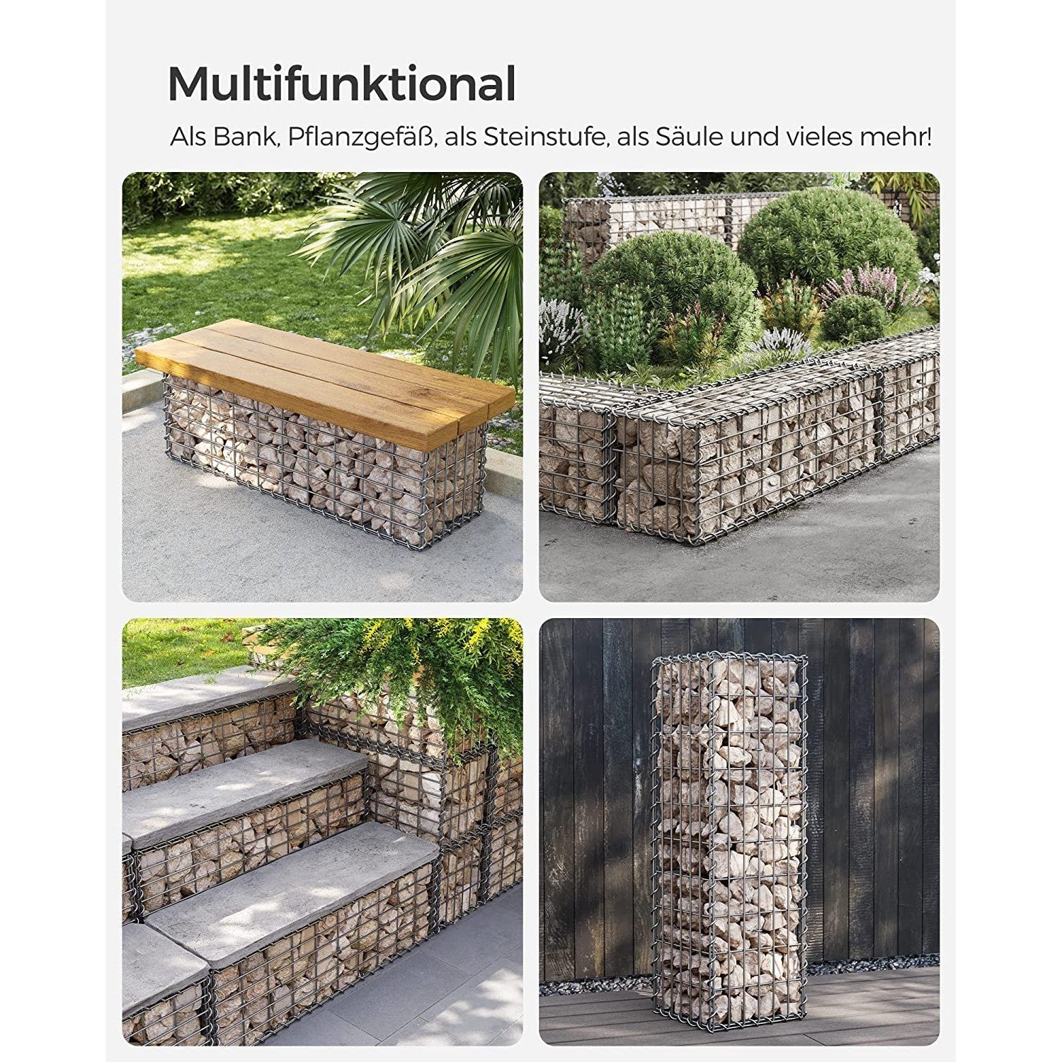 Gabionska košara, metalni gabionski kavez 100 x 30 x 30 cm | SONGMICS-vitahome.hr
