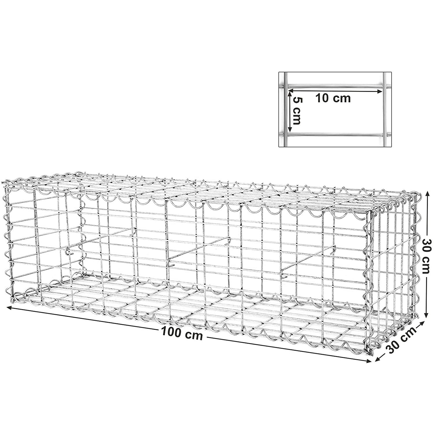 Gabionska košara, metalni gabionski kavez 100 x 30 x 30 cm | SONGMICS-vitahome.hr