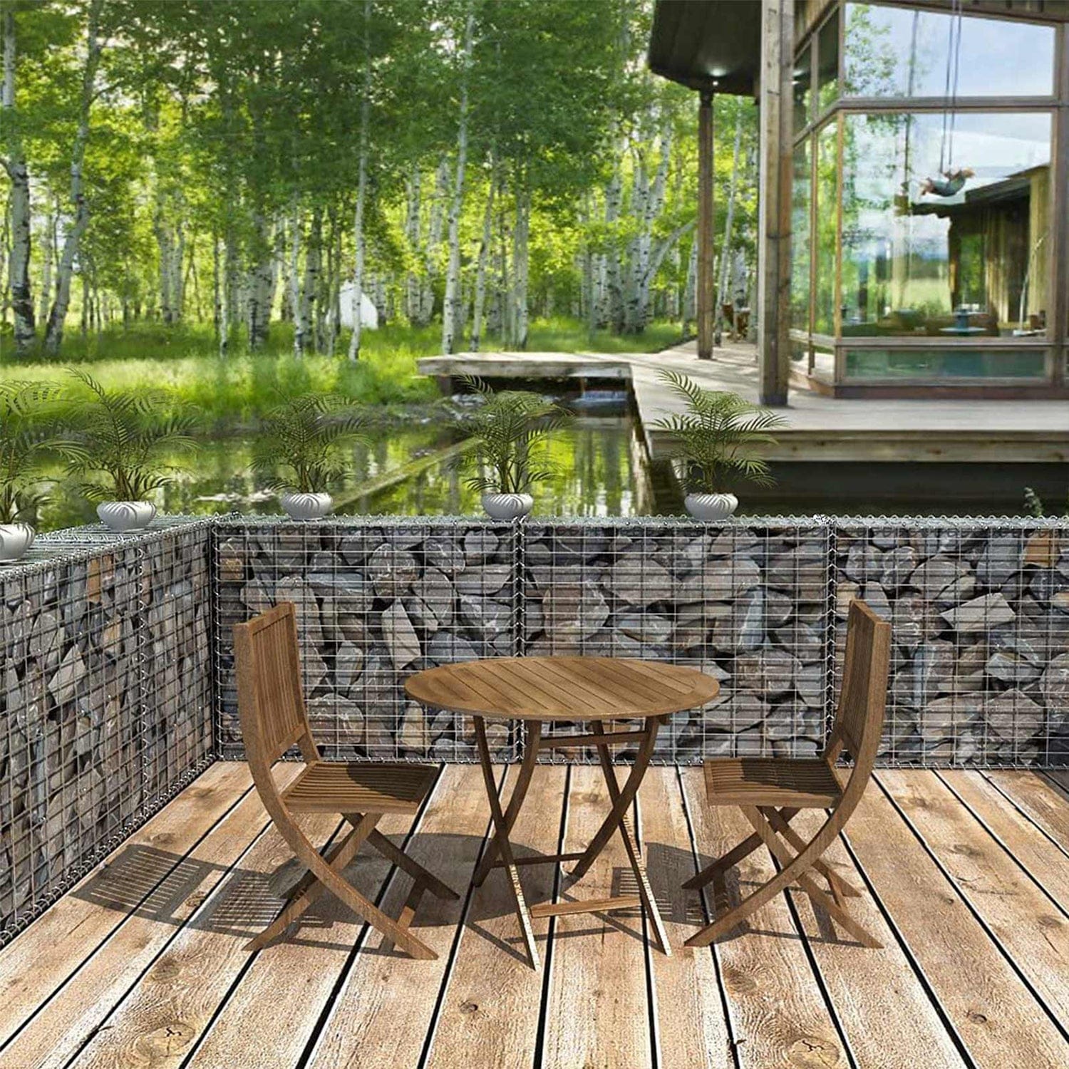 Gabionska košara od pocinčanog čelika, pregrada za dekoraciju vrta, 100 x 80 x 30 cm | SONGMICS-vitahome.hr