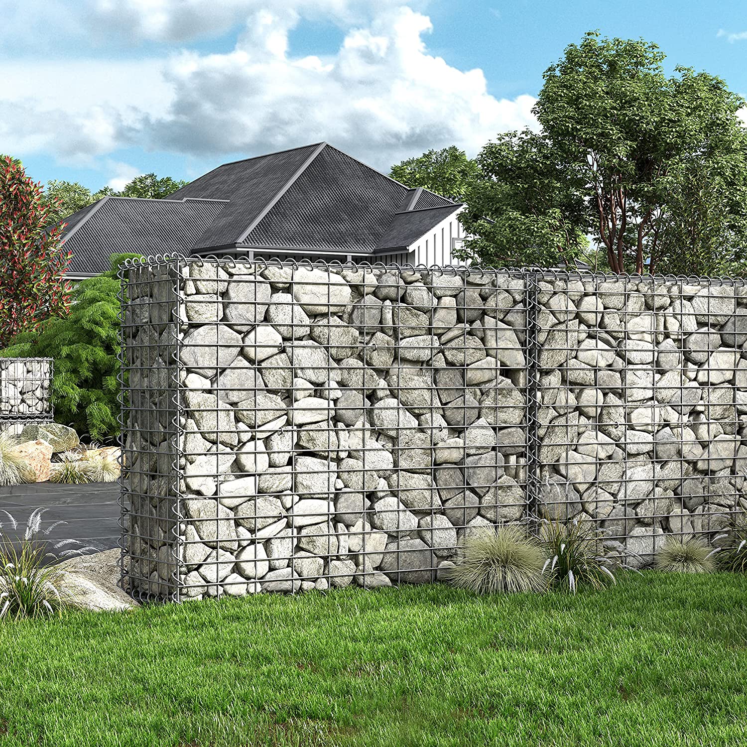 Gabionska košara od pocinčanog čelika, pregrada za dekoraciju vrta, 100 x 80 x 30 cm | SONGMICS-vitahome.hr