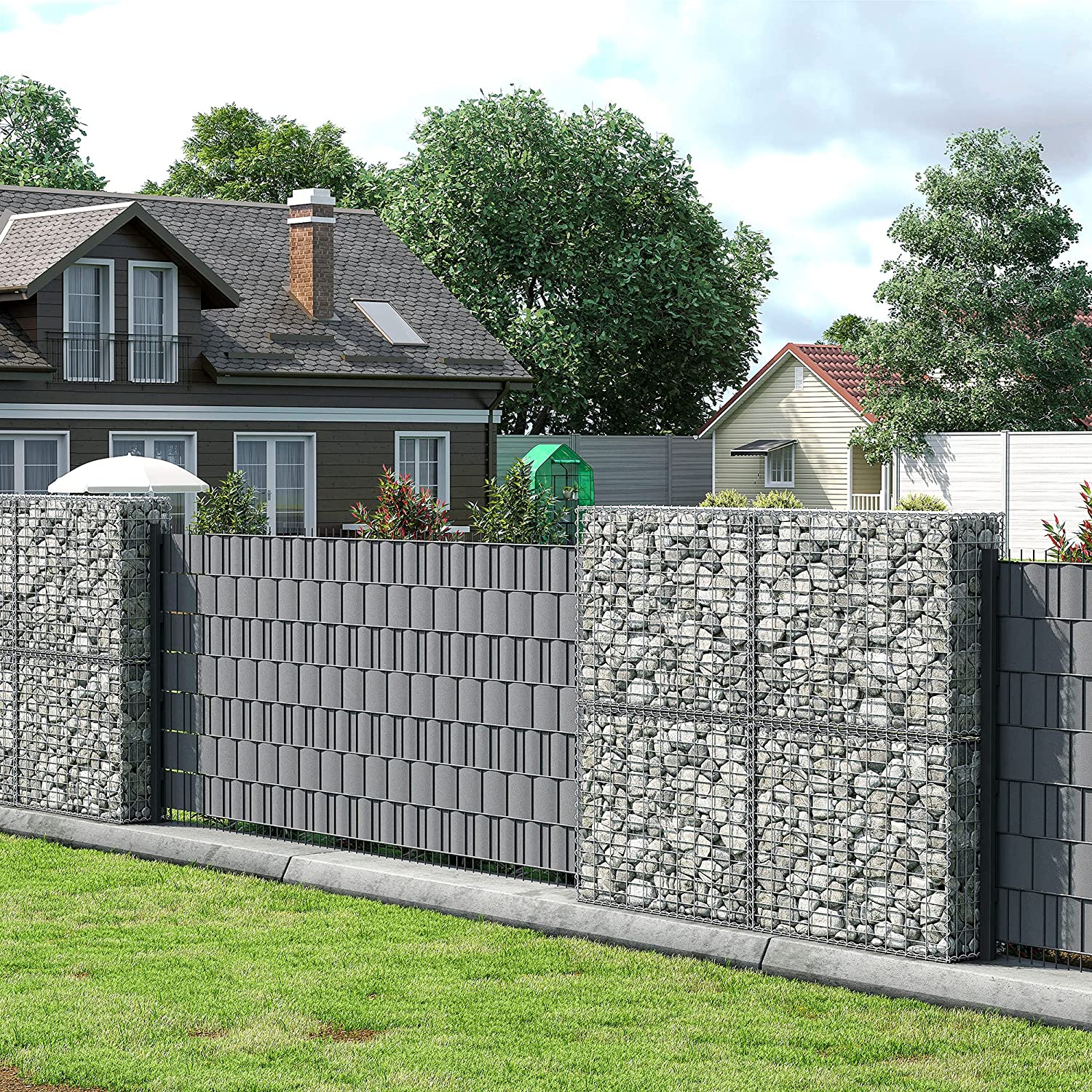 Gabionska košara od pocinčanog čelika, pregrada za dekoraciju vrta, 100 x 80 x 30 cm | SONGMICS-vitahome.hr