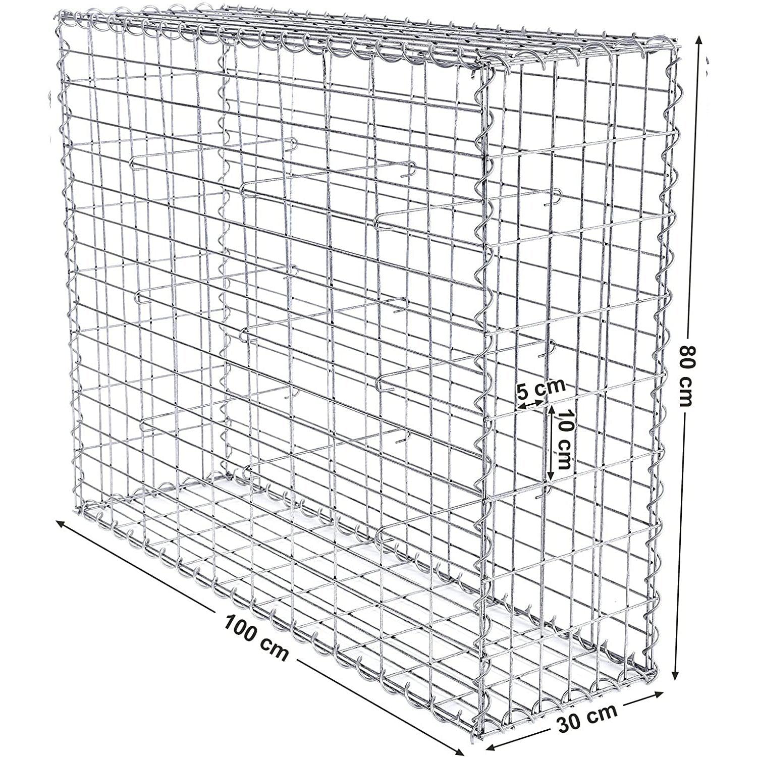 Gabionska košara od pocinčanog čelika, pregrada za dekoraciju vrta, 100 x 80 x 30 cm | SONGMICS-vitahome.hr
