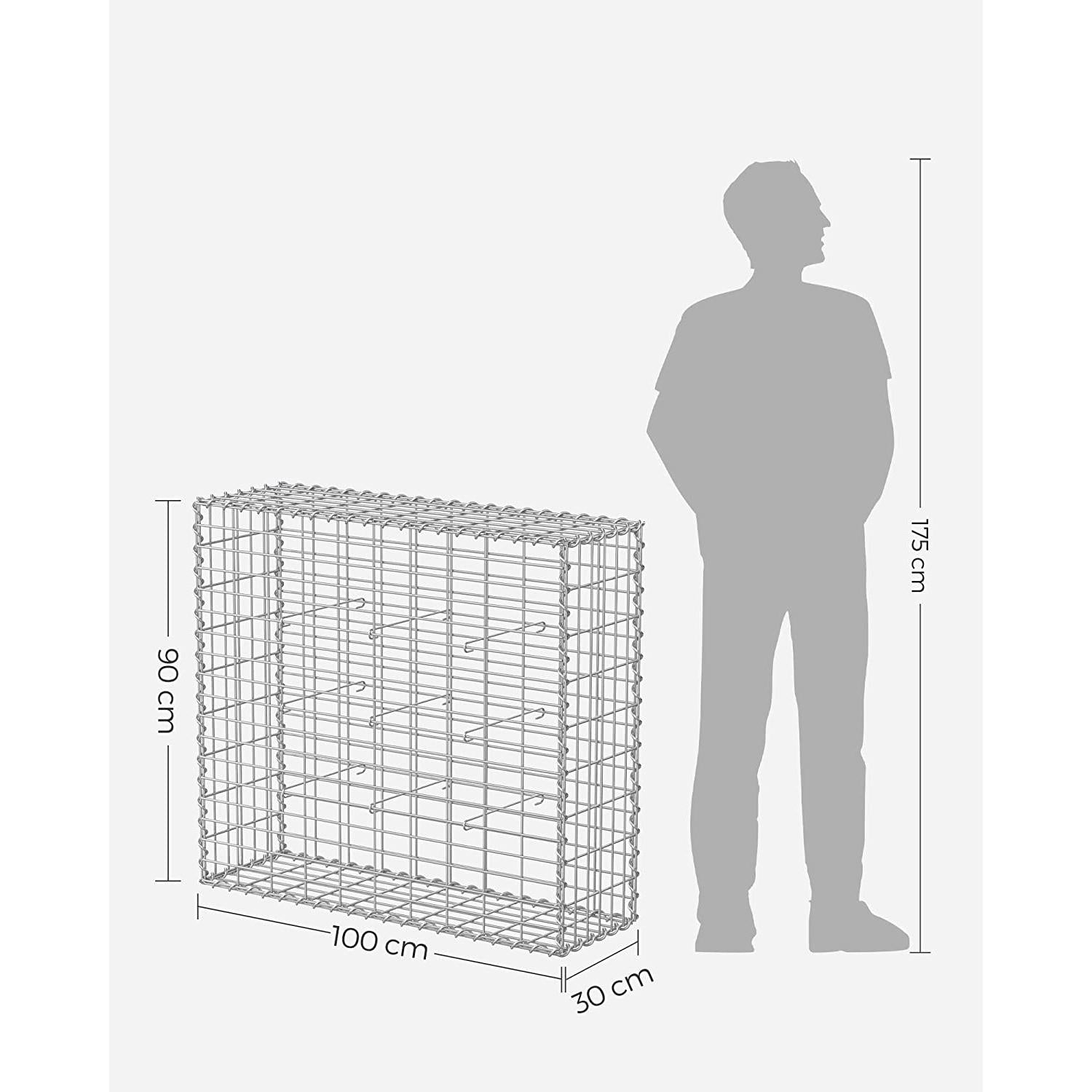 Gabionska košara, vrtna ukrasna pregrada, 100 x 95 x 30 cm | SONGMICS-vitahome.hr