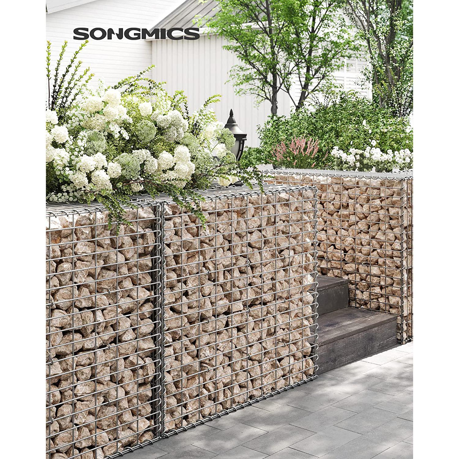 Gabionska košara, vrtna ukrasna pregrada, 100 x 95 x 30 cm | SONGMICS-vitahome.hr