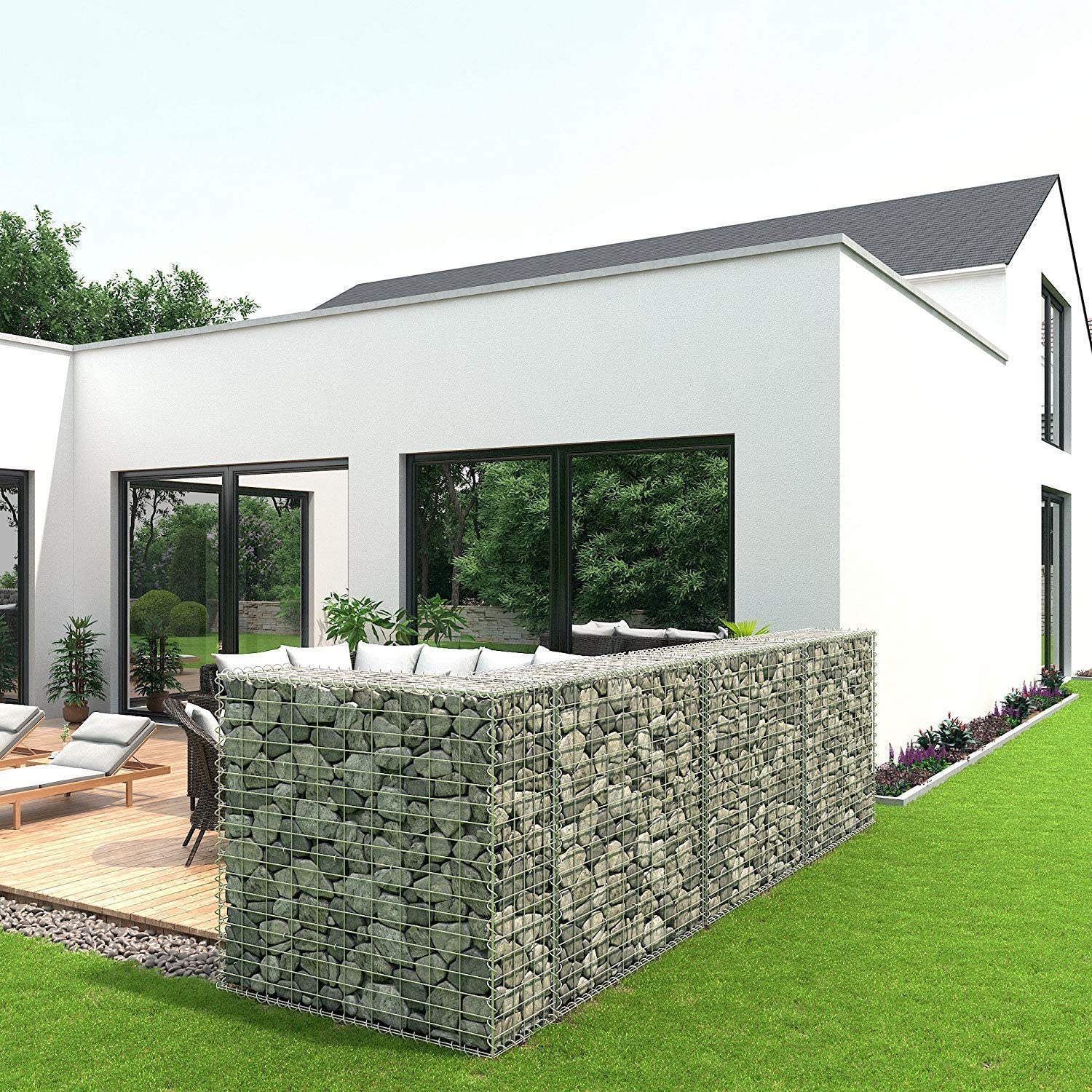 Gabionska košara, vrtna ukrasna pregrada, 100 x 95 x 30 cm | SONGMICS-vitahome.hr