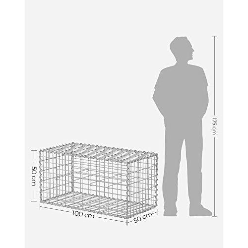 Galvanizirana metalna gabionska košara s mrežom, 100 x 50 x 50 cm, srebrna | SONGMICS-vitahome.hr
