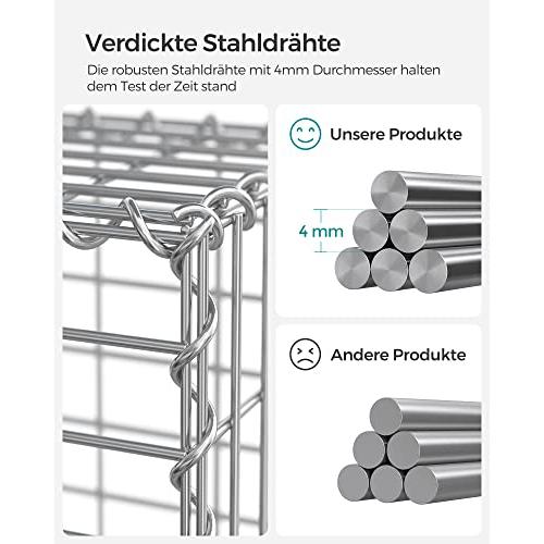 Galvanizirana metalna gabionska košara s mrežom, 100 x 50 x 50 cm, srebrna | SONGMICS-vitahome.hr