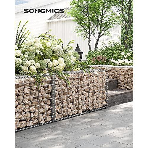 Galvanizirana metalna gabionska košara s mrežom, 100 x 50 x 50 cm, srebrna | SONGMICS-vitahome.hr