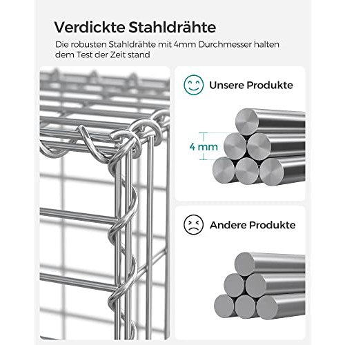 Galvanizirana metalna gabionska košara s mrežom, 100 x 50 x 50 cm, srebrna | SONGMICS-vitahome.hr