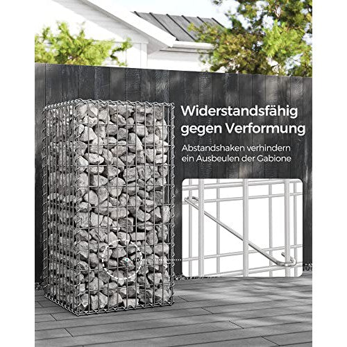 Galvanizirana metalna gabionska košara s mrežom, 100 x 50 x 50 cm, srebrna | SONGMICS-vitahome.hr