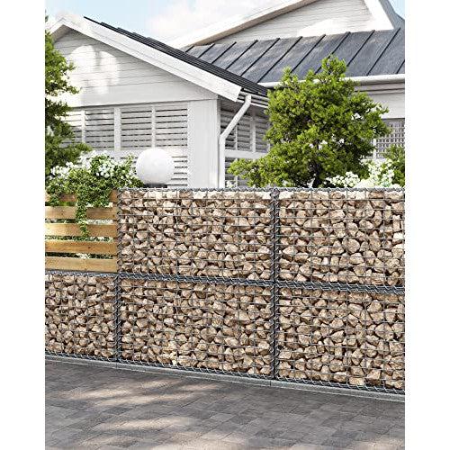 Galvanizirana metalna gabionska košara s mrežom, 100 x 50 x 50 cm, srebrna | SONGMICS-vitahome.hr