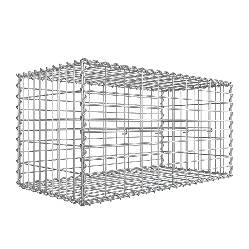 Galvanizirana metalna gabionska košara s mrežom, 100 x 50 x 50 cm, srebrna | SONGMICS-vitahome.hr