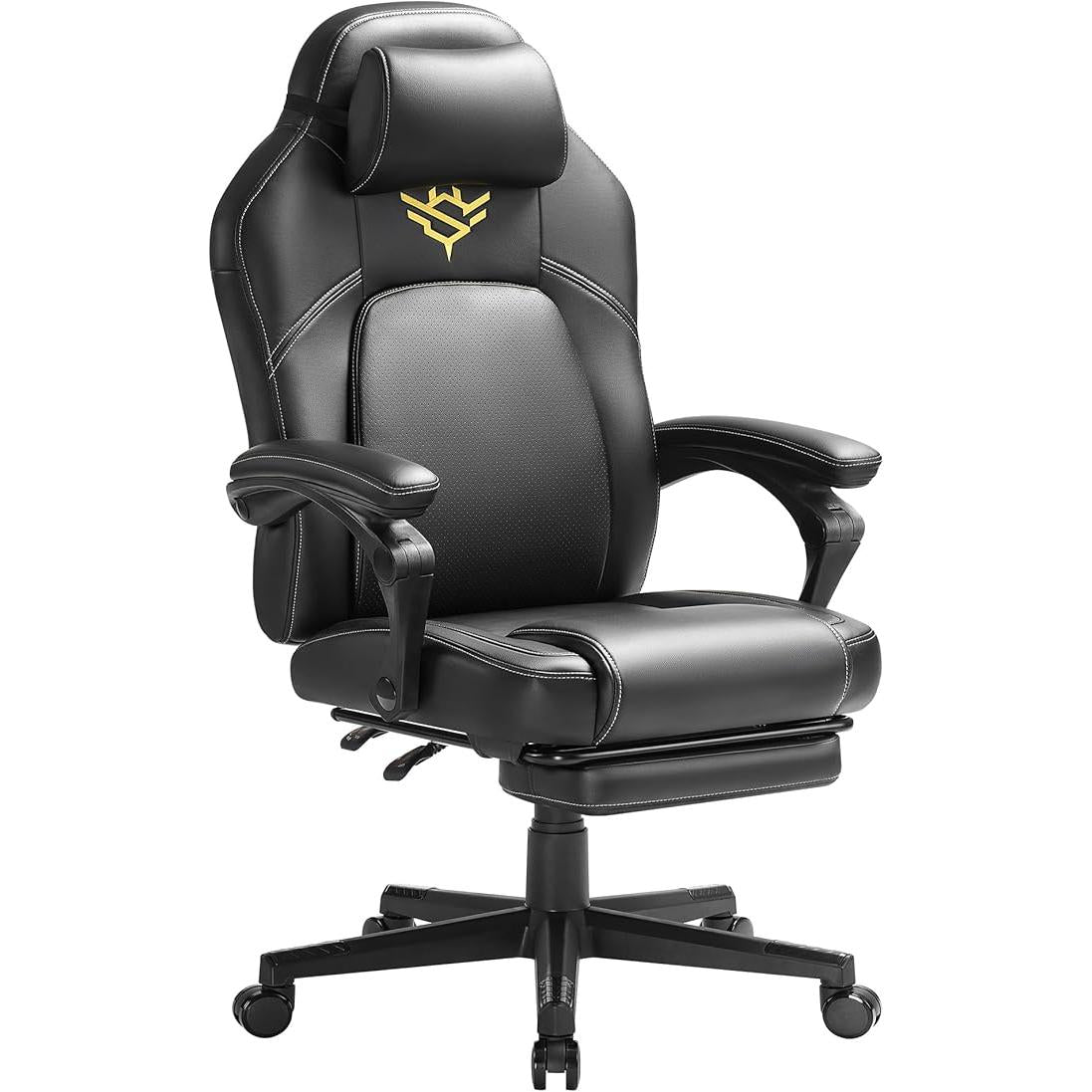 gamerska stolica, ergonomska računalna stolica s naslonom za noge, u boji tintne crne