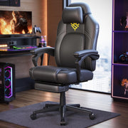 gamerska stolica, ergonomska računalna stolica s naslonom za noge, u boji tintne crne