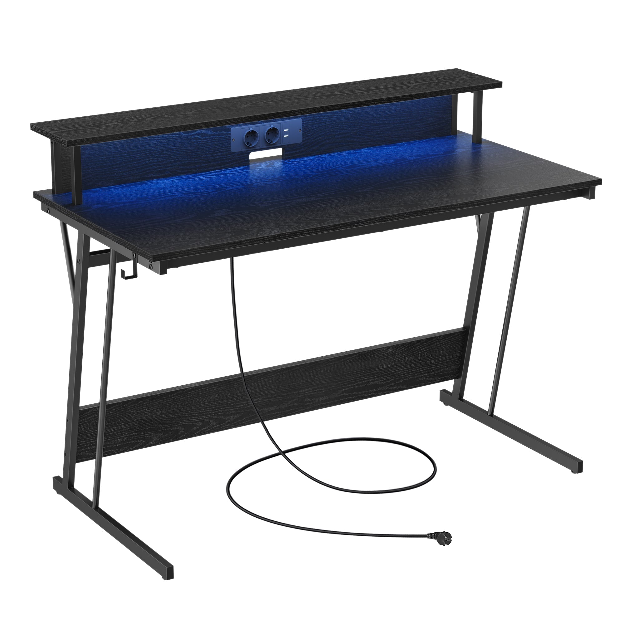 Gaming stol s LED osvjetljenjem i ugrađenom utičnicom, 60 x 120 x 76 cm, crnI | VASAGLE-vitahome.hr