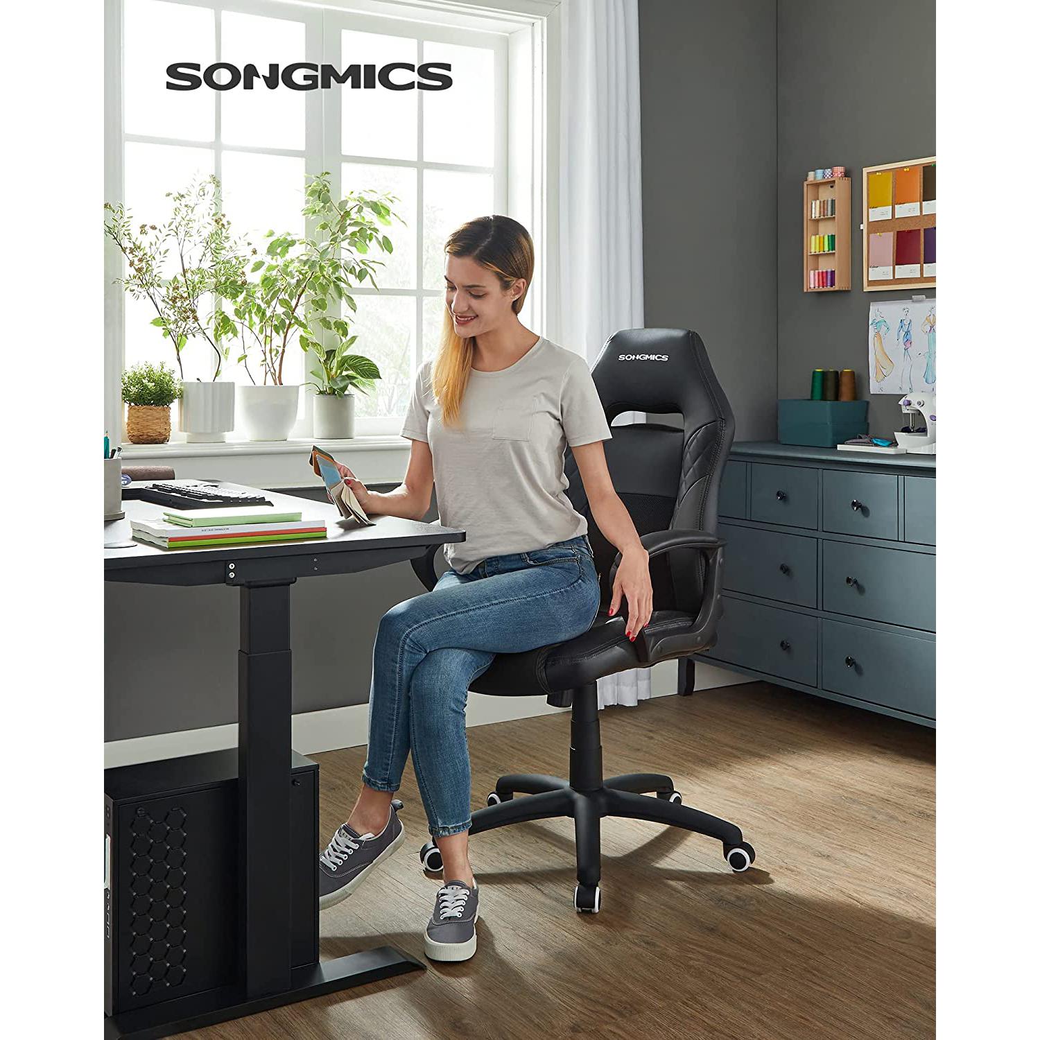 Gaming stolica, uredska stolica s dobrom potporom za leđa, crne boje | SONGMICS-vitahome.hr