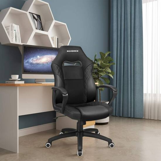 Gaming stolica, uredska stolica s dobrom potporom za leđa, crne boje | SONGMICS-vitahome.hr