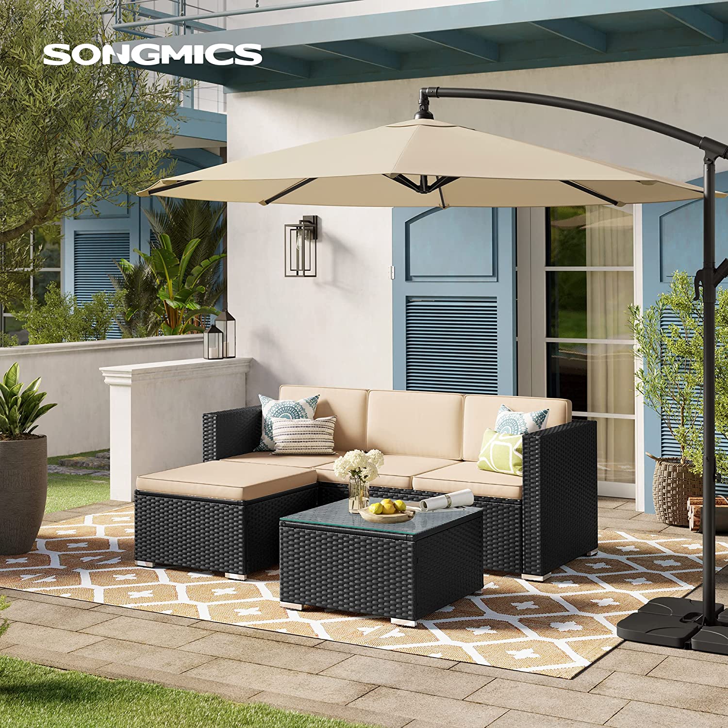 Garnitura vrtnog namještaja, 173 x 62 x 66 cm, smeđa, taupe | SONGMICS-vitahome.hr