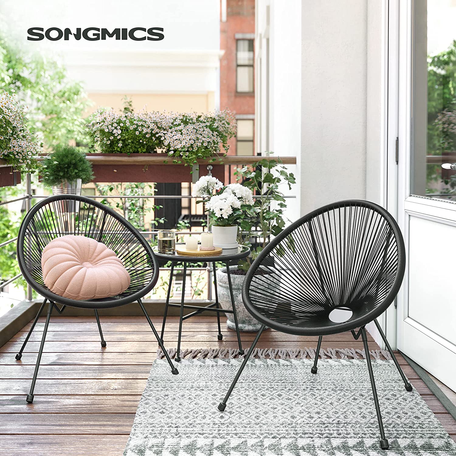 Garnitura vrtnog namještaja, Acapulco stolice, vanjska garnitura, crna | SONGMICS-vitahome.hr