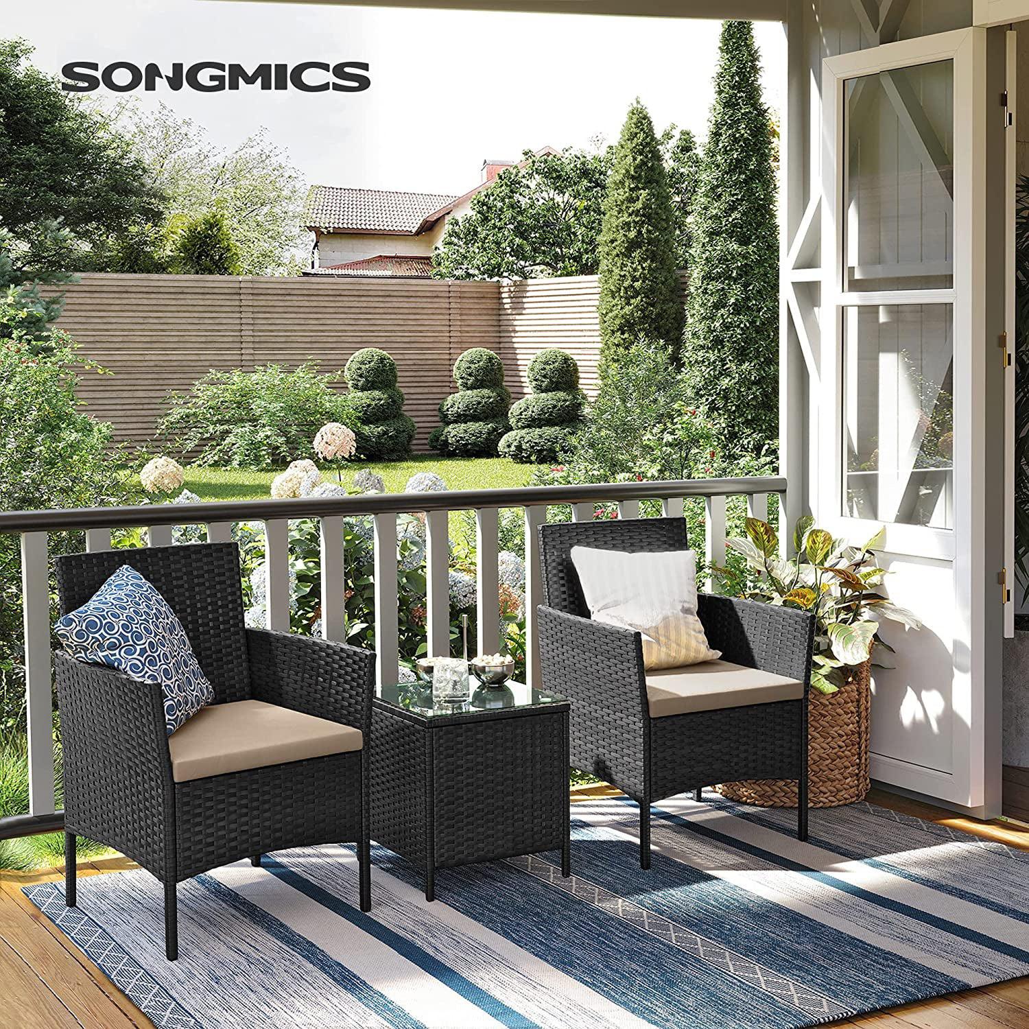 Garnitura vrtnog namještaja, crna i taupe | SONGMICS-vitahome.hr