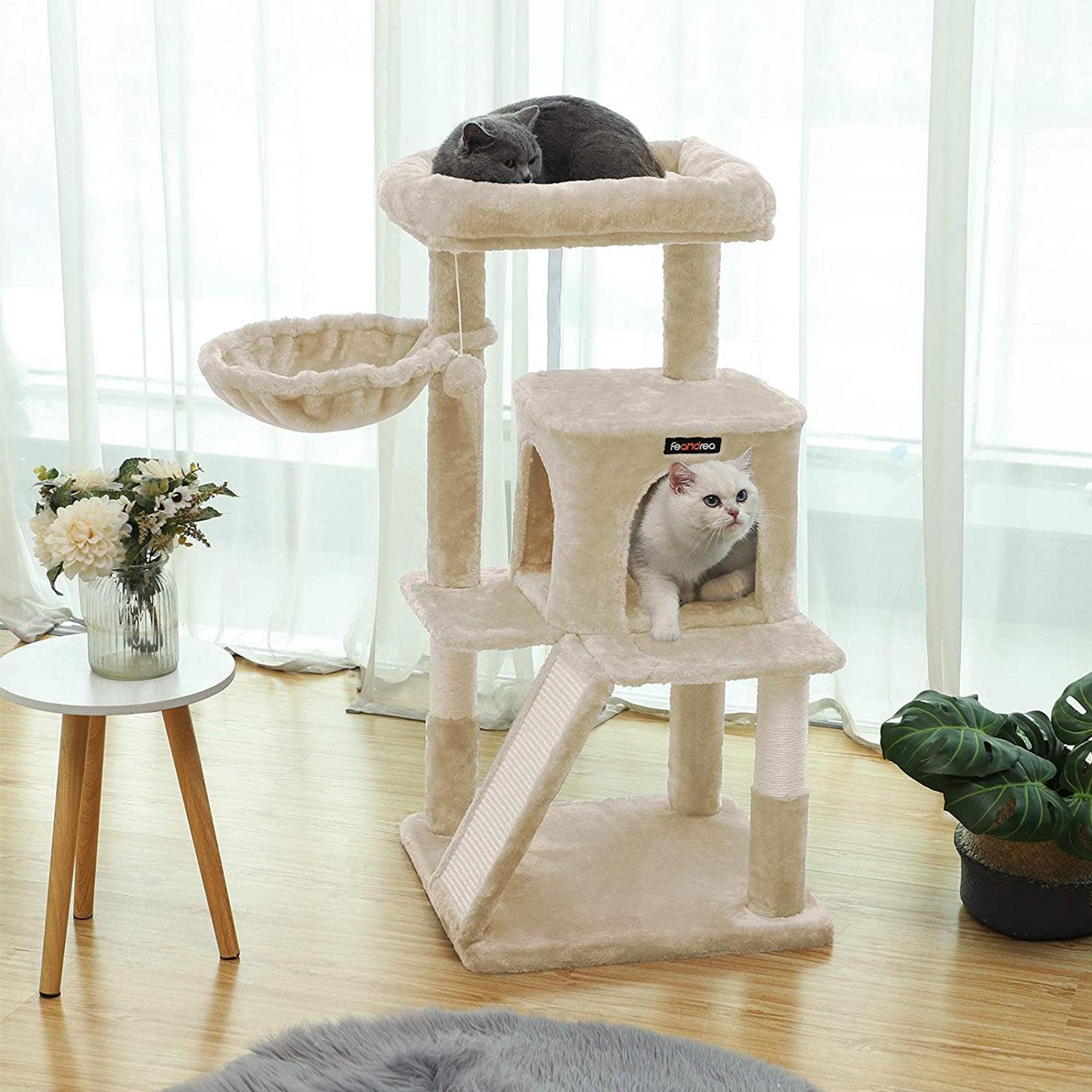 Grebalica s 2 krevetića i kućicom za mace, visine 96 cm, bež boje | FEANDREA | FEANDREA-vitahome.hr