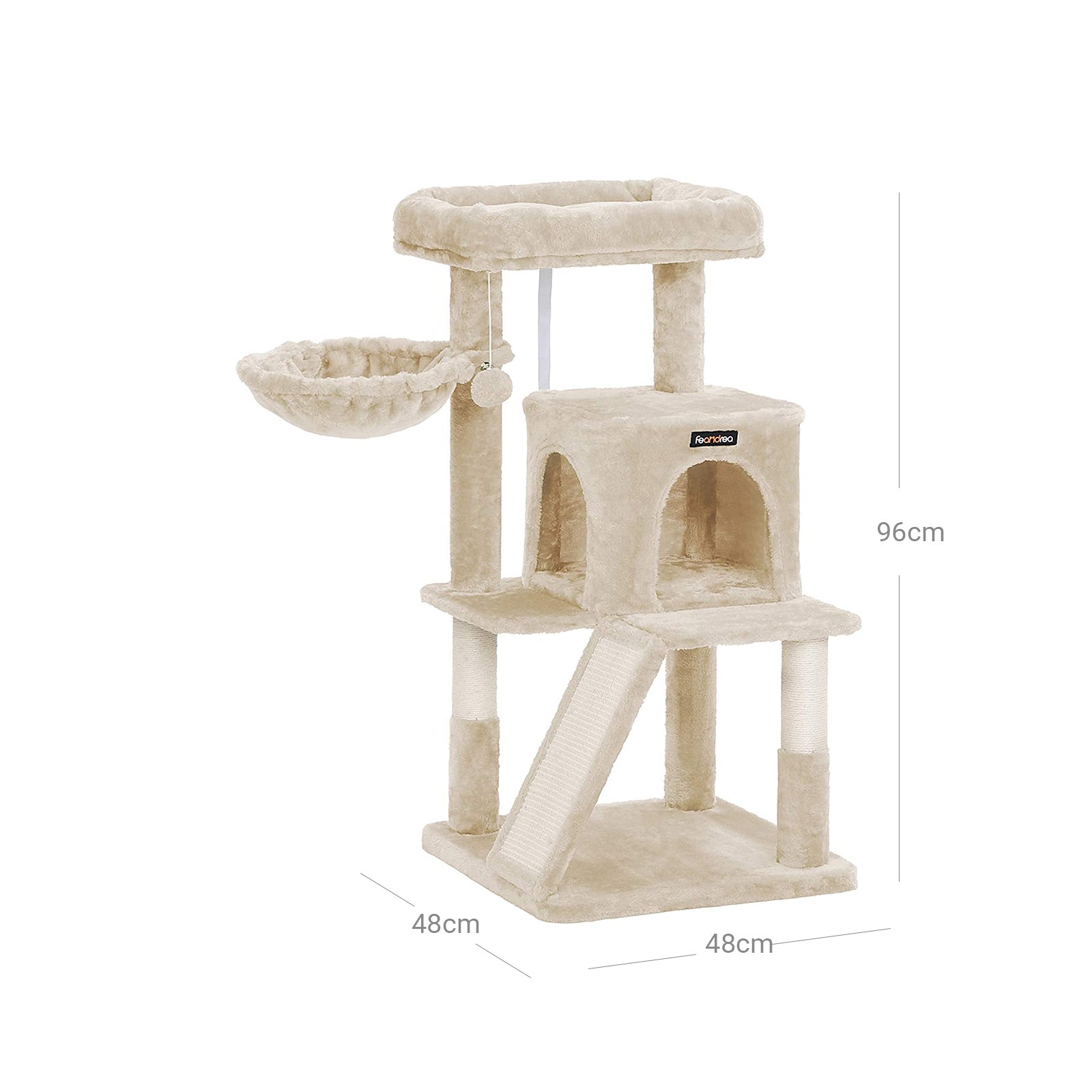 Grebalica s 2 krevetića i kućicom za mace, visine 96 cm, bež boje | FEANDREA | FEANDREA-vitahome.hr